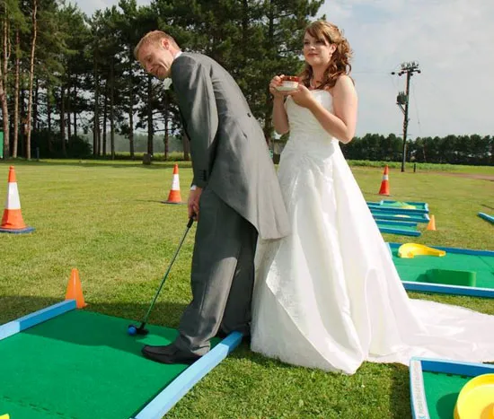 Crazy golf at a wedding