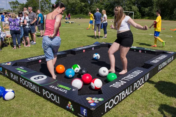 Football pool table from above