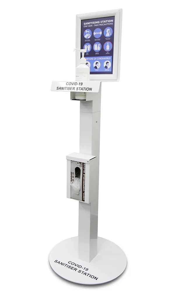 Standard sanitiser station with mounted dispenser
