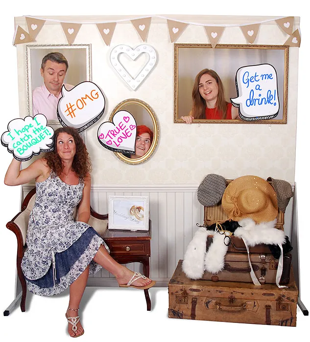 Speech bubble props used with a photo wall