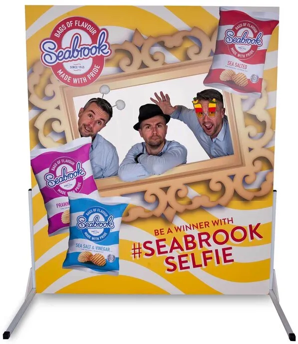 Branded photo stand-in board at Lightwater Valley park