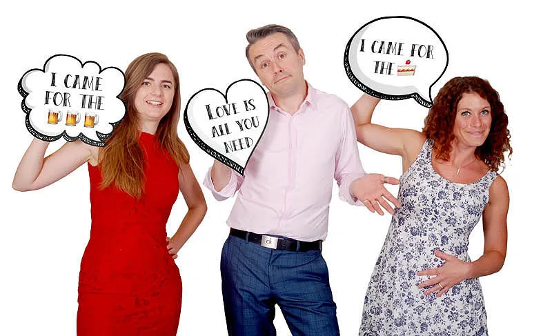 Three speech bubble props