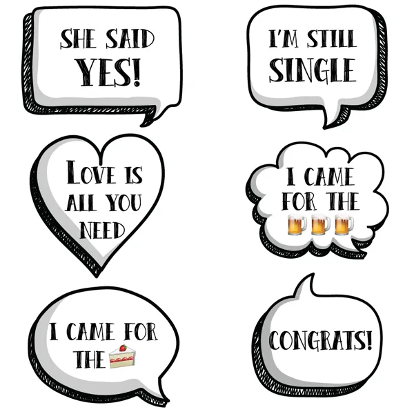 Wedding themed speech bubble props